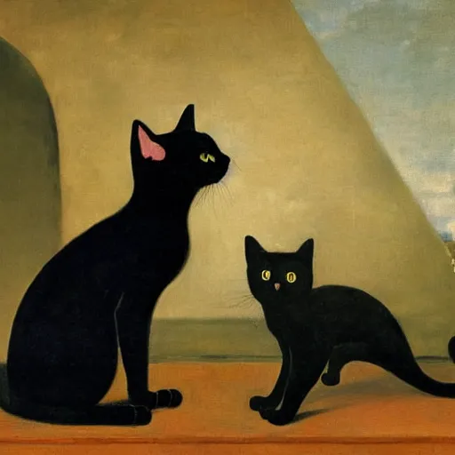Prompt: a beautiful black cat painting by Diego Rodríguez de Silva y Velázquez, 8k
