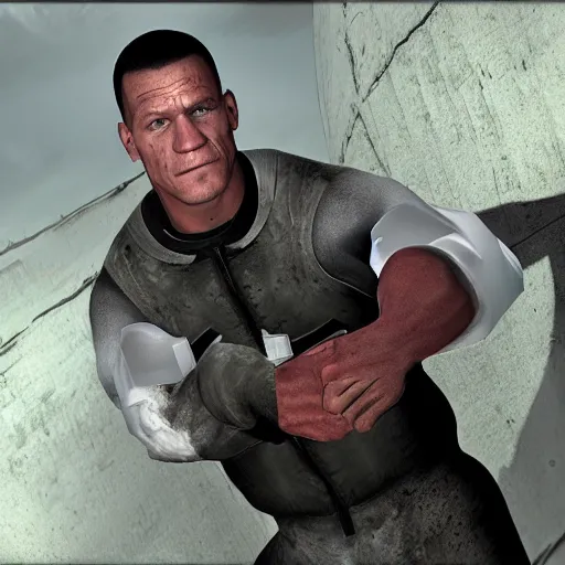 Image similar to John Cena as a refugee in Half-Life 2