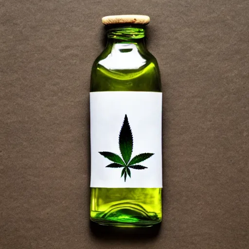 Prompt: a bottle full of marijuana