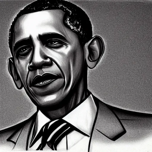 Prompt: creepy police sketch of obama