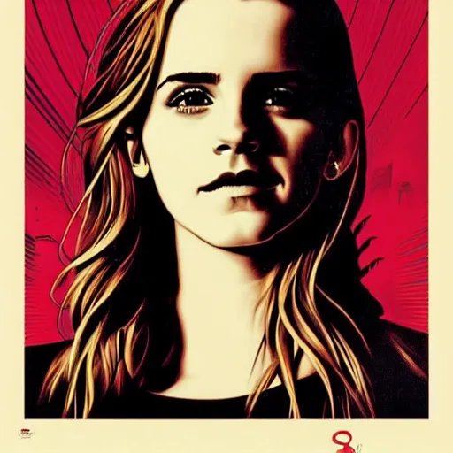 Prompt: emma watson hope poster by shepard fairey, mannie garcia