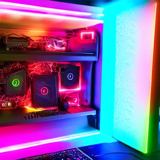 Image similar to rgb gamer coffin