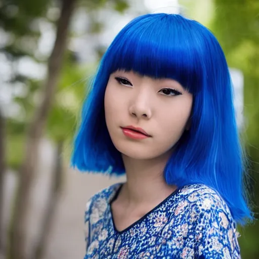 Image similar to Blue Haired Asian girl, Japanese style