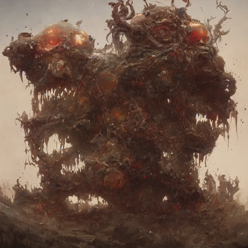 Image similar to giant clown skull landfill, digital painting by greg rutkowski and gaston bussiere, trending on artstation, cgsociety contest winner, zbrush, intricately defined, comprehensive art, 4 k