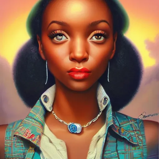 Prompt: Paris city portrait, black girl, Pixar style, by Tristan Eaton Stanley Artgerm and Tom Bagshaw.