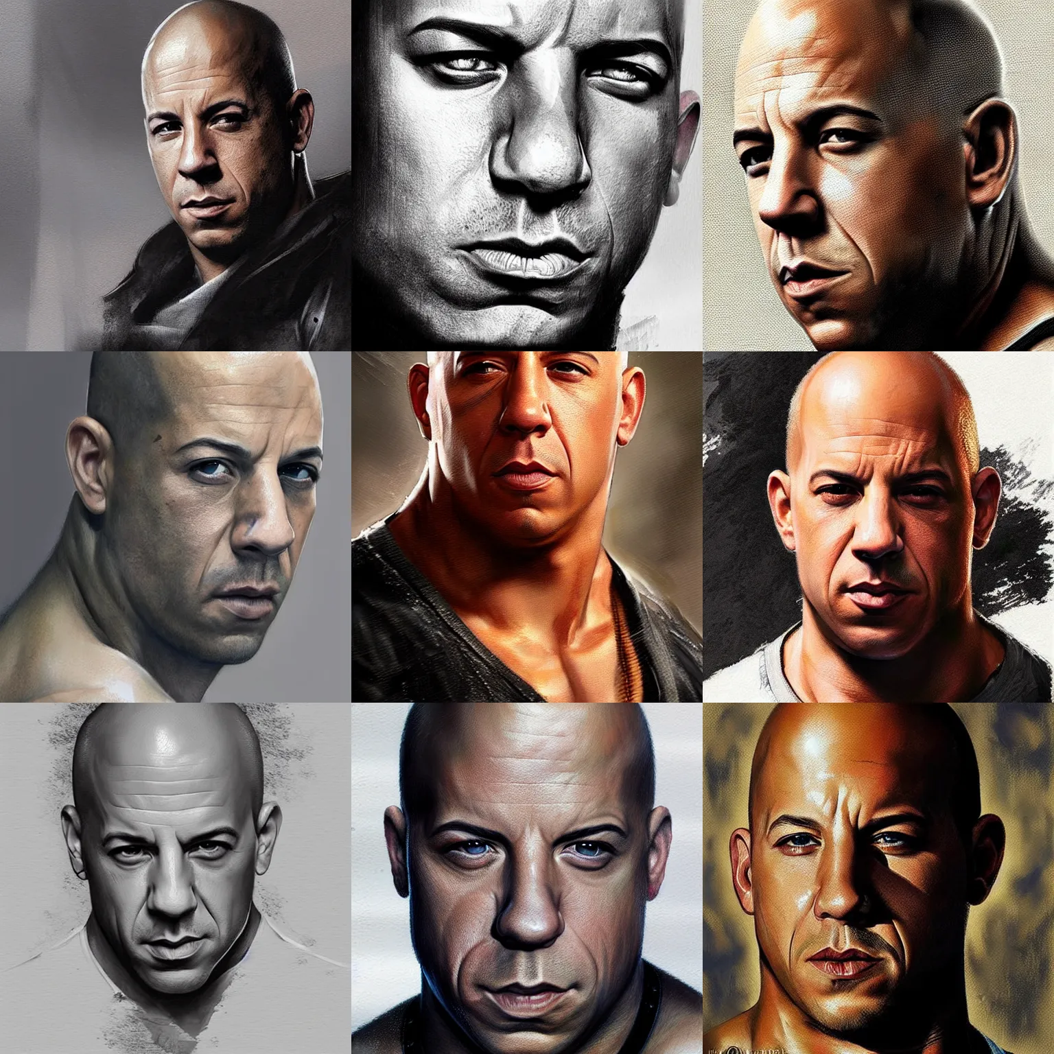 Vin Diesel doing the Rock raising eyebrow meme