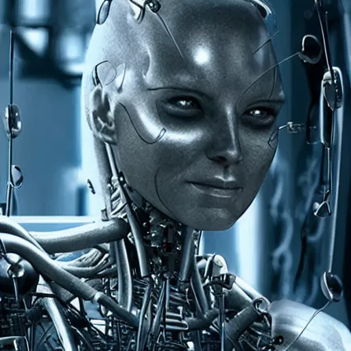 Image similar to amazing movie still of a bio-cybernetic mutant female beast-human