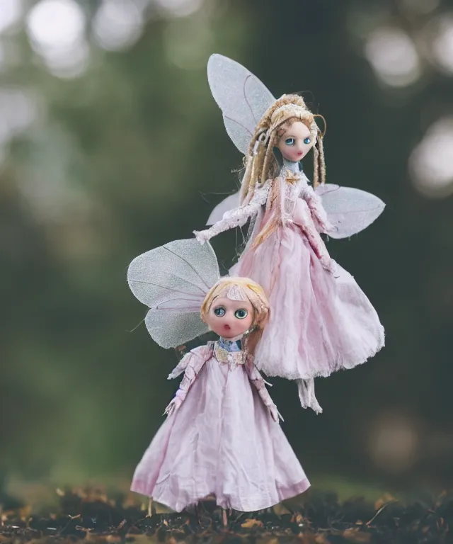 Image similar to high quality presentation photo of a detailed fairy doll in the style of Nicoletta Ceccoli photography 4k f1.8 anamorphic bokeh 4k Canon Nikon