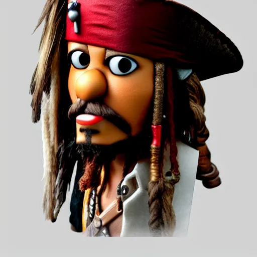 Image similar to A still of Jack Sparrow as a muppet, photo real, photographic, photograph, artstation, trending, award winning, epic lighting, featured