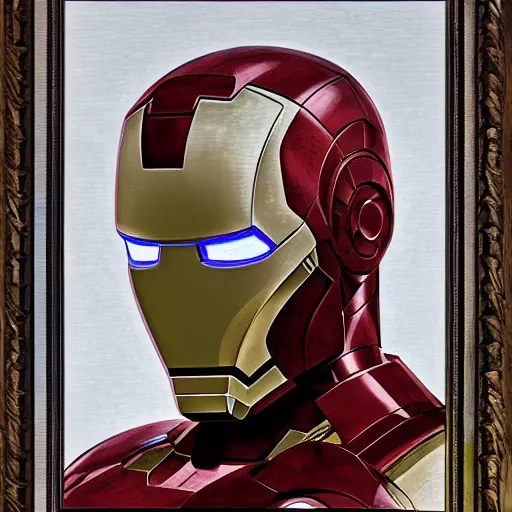 Image similar to mosaic portrait of iron man by Andreas Rocha, 4k, intricate details, dichotomy