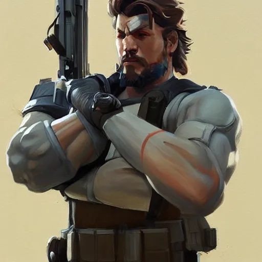 Image similar to greg manchess portrait painting of solid snake as overwatch character, medium shot, asymmetrical, profile picture, organic painting, sunny day, matte painting, bold shapes, hard edges, street art, trending on artstation, by huang guangjian and gil elvgren and sachin teng