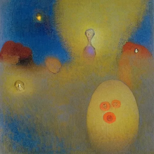 Image similar to incubator for the emergence of new souls style by odilon redon