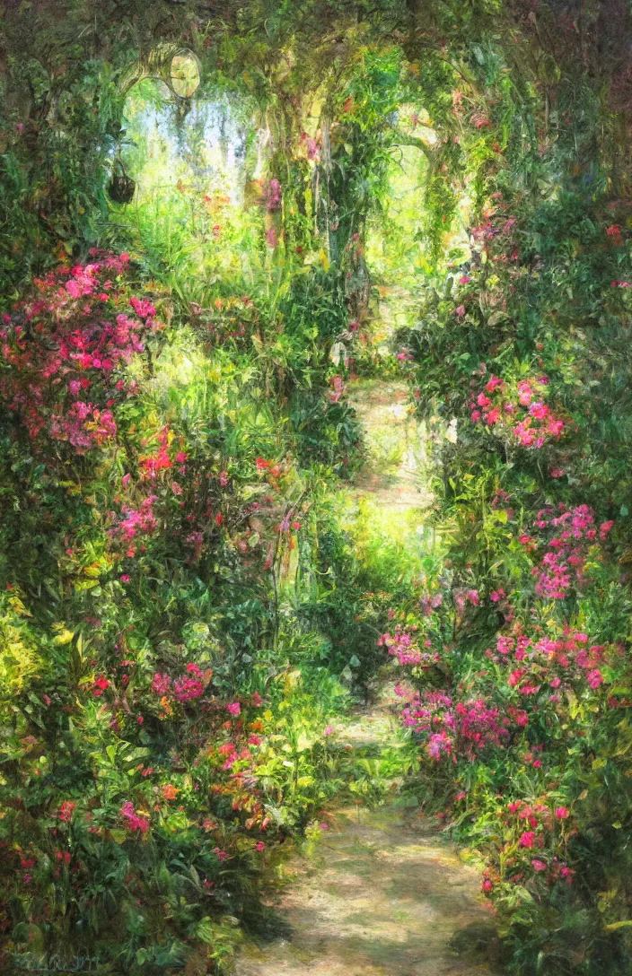 Image similar to an afternoon in the secret garden, light rendering