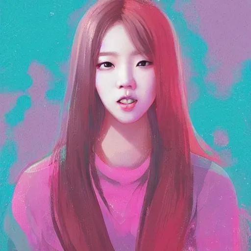 Image similar to “ a portrait of korean singer from blackpink, rainy background, pink bright art masterpiece artstation. 8 k, sharp high quality artwork in style of jose daniel cabrera pena and greg rutkowski, concept art by tooth wu, hearthstone card game artwork. ”