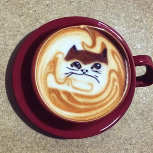 Prompt: latte art of a cat