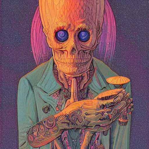 Image similar to original jean giraud digital art painting pastel goth aesthetic, creepy kawaii, highly detailed, highly intricate, tom whalen