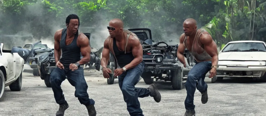 Image similar to action scene from jamaican fast and furious - movie, high definition screen capture