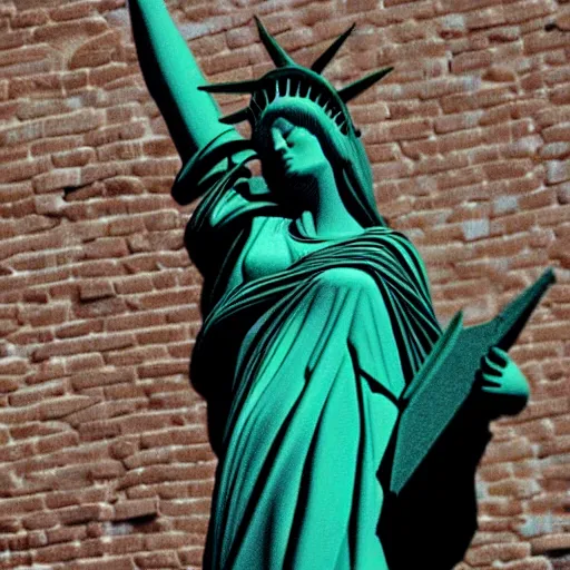 Image similar to megan fox as statue of liberty