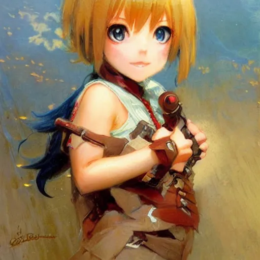 Image similar to cute anime girl portraits, chibi art, painting by gaston bussiere, craig mullins, j. c. leyendecker