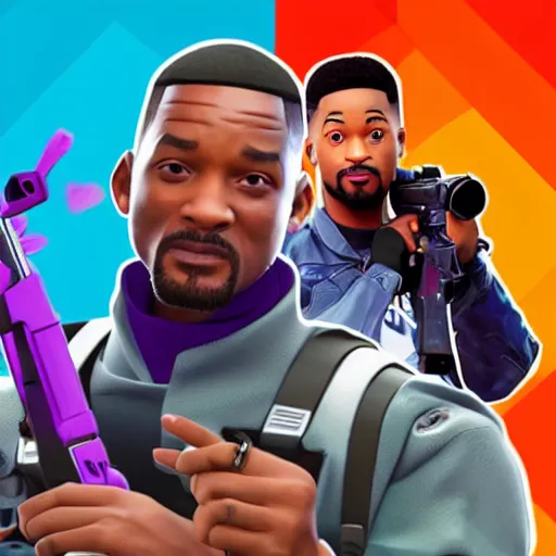 Image similar to will smith in fortnite, fortnite art style