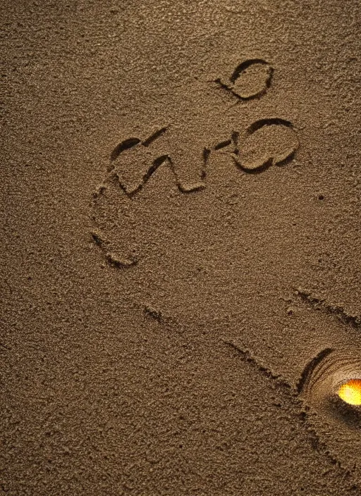 Image similar to a writing in sand that says agi, cinematic lighting, 8 k