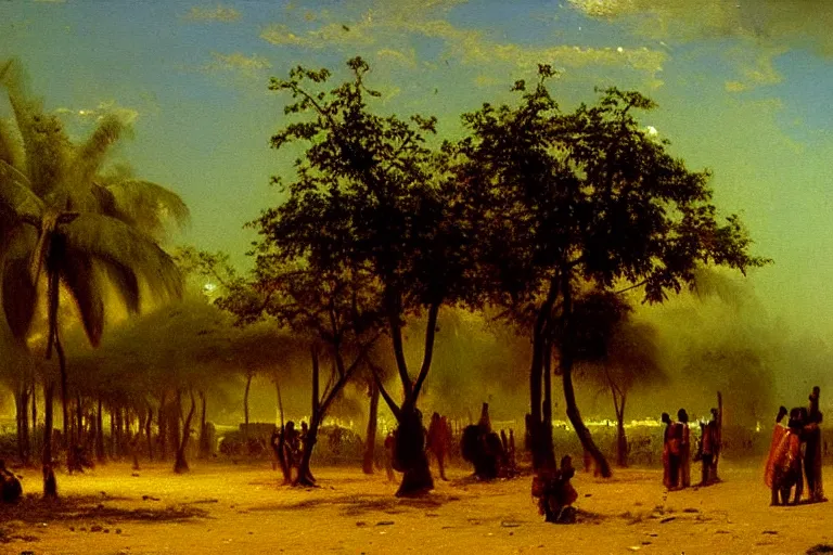 Prompt: oil painting of a kinshasa by albert bierstadt