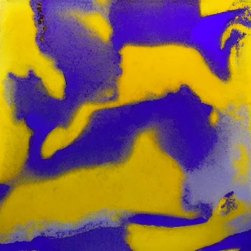 Prompt: abstract, blue, purple, yellow, burnt umber, nice composition