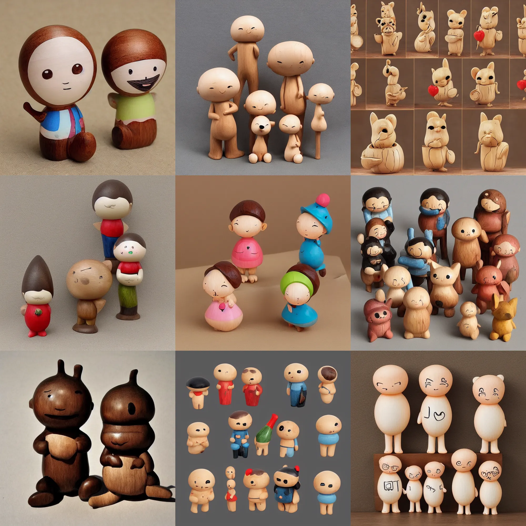 Prompt: cute funny figurine wooden digital art