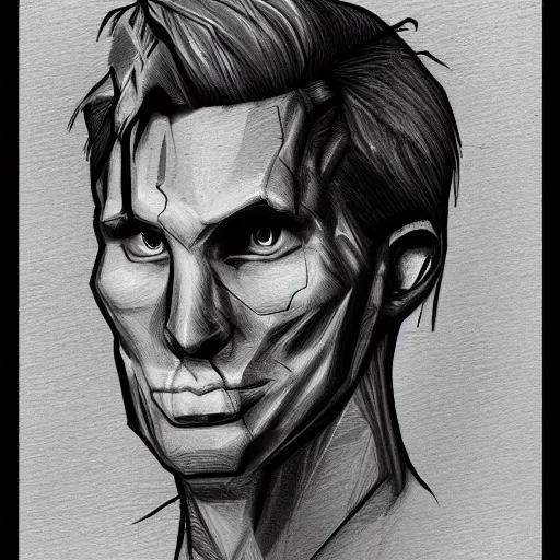 Image similar to super ultra detailed shaded sketch of corrupted jerma