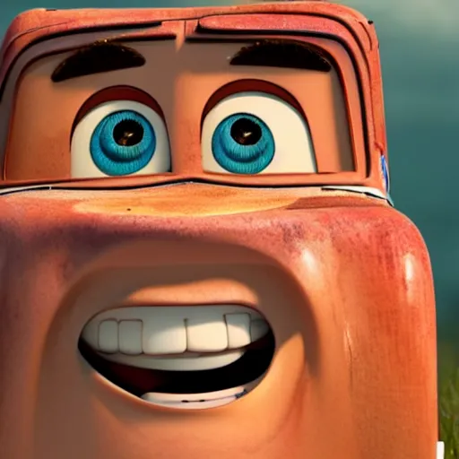 Image similar to mater from cars, human being, portrait, 4 k