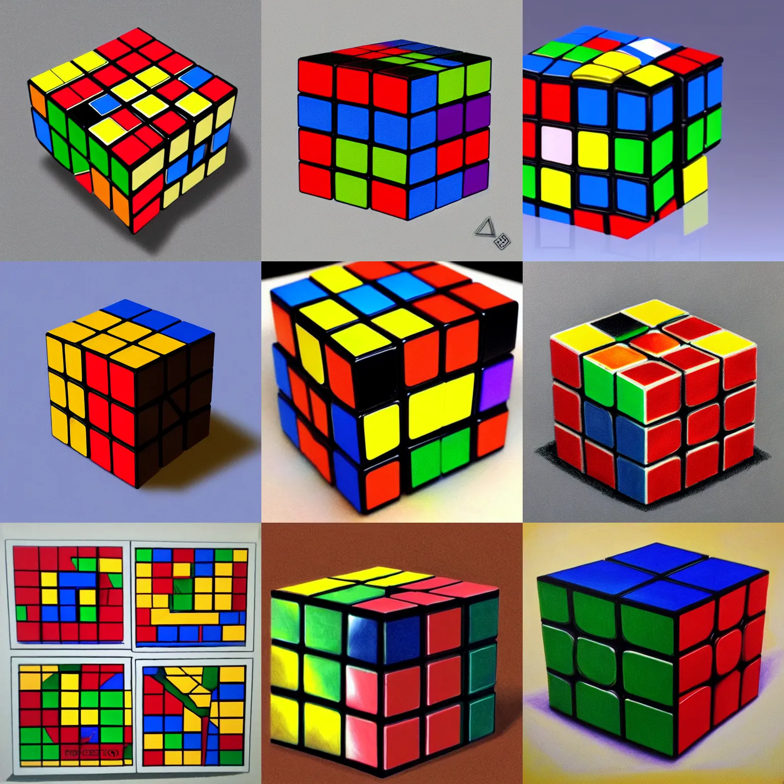 Prompt: an unsolved 3 x 3 rubik's cube, photorealistic