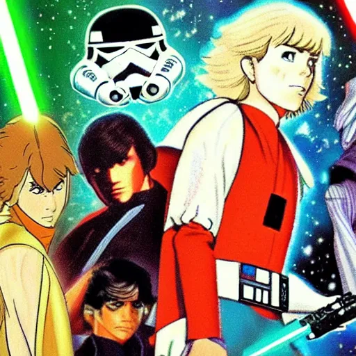 Prompt: star wars anime from the 1980s