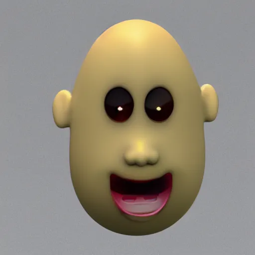 Image similar to 3 d rendered potato with scary face