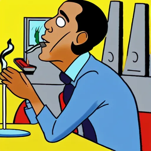 Image similar to Obama smoking a bong, cartoon on Cartoon Network
