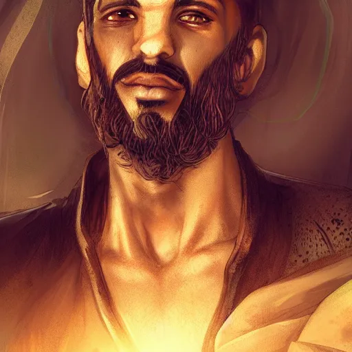 Prompt: Arab man, high resolution fantasy concept art, realistic, intricate details, soft lighting