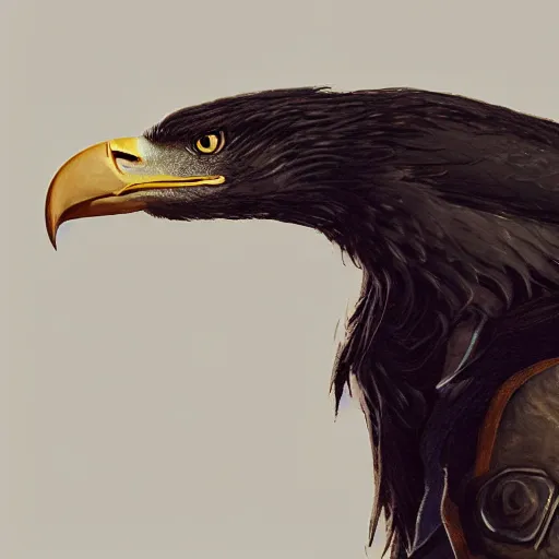 Image similar to a bald eagle in a leather jacket with wings insignia, greg rutkowski, artstation