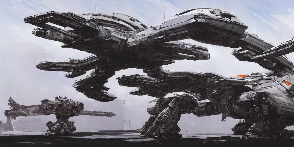 Image similar to a brutal highly armored space vehicle, highly detailed, illustration, futuristic, intricate, concept art by Feng Zhu and Syd Mead