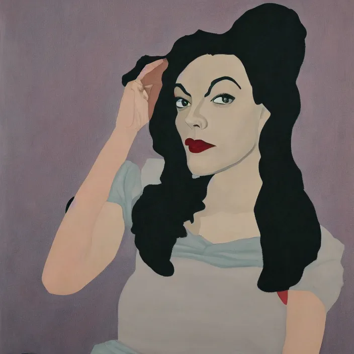 Prompt: a portrait of sherilyn fenn, dramatic, fantastic, dreamy, by amy sherald, by alice neel