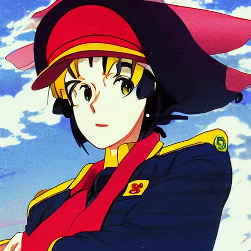 Image similar to close - up portrait of police woman, animation cel for anime movie, designed by haruhiko mikimoto, studio trigger, gainax, intense colors