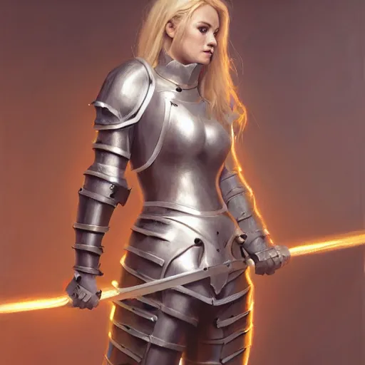 Image similar to a painting of a blonde female wearing knight's armor tied up, full view, popular on artstation, artstationhd, artstationhq 8 k, volumetric lighting, trending on artstation, artstationhd, artstationhq, ultra detailed, detailed face, by artgerm and james gurney, greg rutkowski