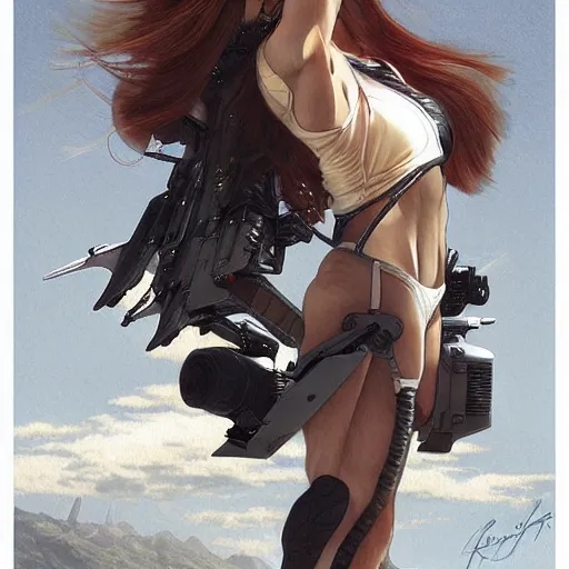 Image similar to F14B fighter jet Gajinka small human girl , highly detailed, digital pencil painting, anime, cartoonish, hybrid human / aircraft, female wearing aircraft parts, sharp focus, illustration, art by artgerm and greg rutkowski and alphonse mucha