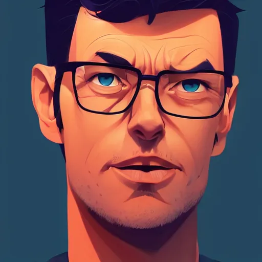 Image similar to face icon stylized minimalist michael crichton, loftis, cory behance hd by jesper ejsing, by rhads, makoto shinkai and lois van baarle, ilya kuvshinov, rossdraws global illumination