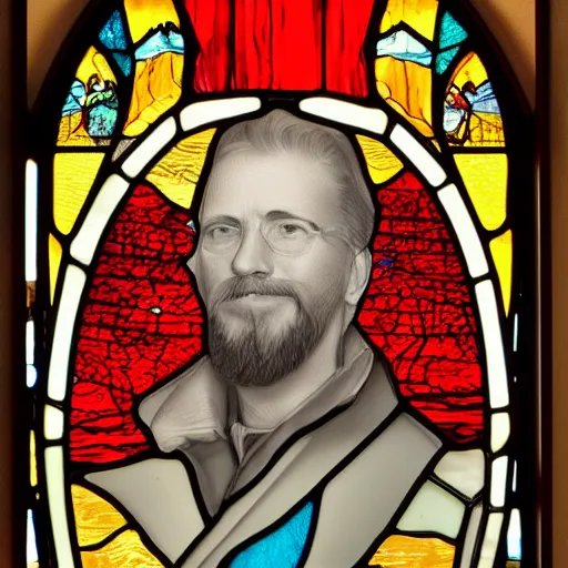 Prompt: KristoferYee stained glass portrait