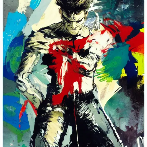 Image similar to DC The Sandman by Ashley Wood, Yoji Shinkawa, Jamie Hewlett, 60's French movie poster, French Impressionism, vivid colors, palette knife and brush strokes, Dutch tilt, 8k, hd, high resolution print