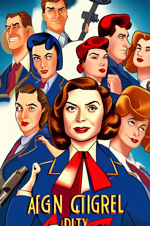 Image similar to Agent carter high quality digital painting in the style of Don Bluth