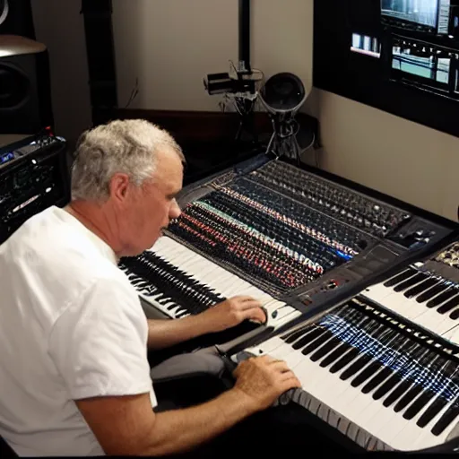 Prompt: Ken Carson producing a beat in the studi