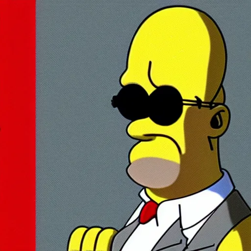 Image similar to a still from a film, Homer Simpson played by Nicolas Cage