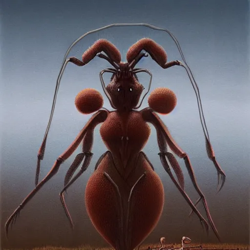 Prompt: A large ant queen standing on her hind legs formian pathfinder, digital art, Wayne Barlowe Pierre Pellegrini