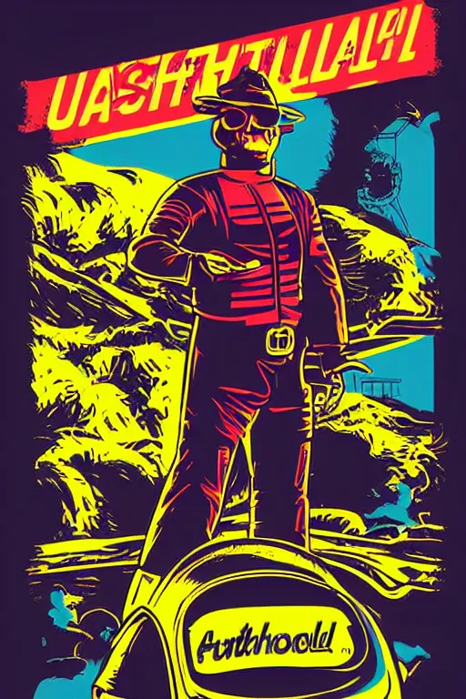 Image similar to fallout 7 6 retro futurist illustration art by butcher billy, sticker, colorful, illustration, highly detailed, simple, smooth and clean vector curves, no jagged lines, vector art, smooth andy warhol style