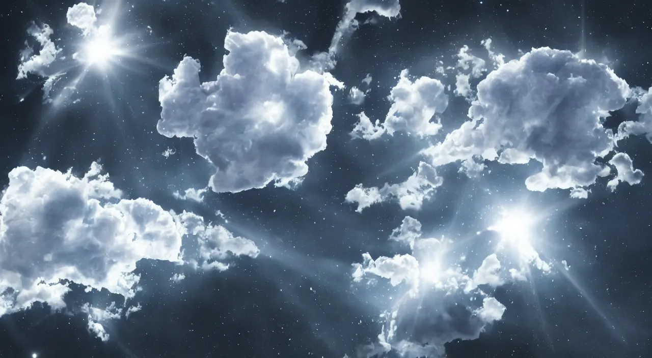 Prompt: clouds in a bottle, in space, floating